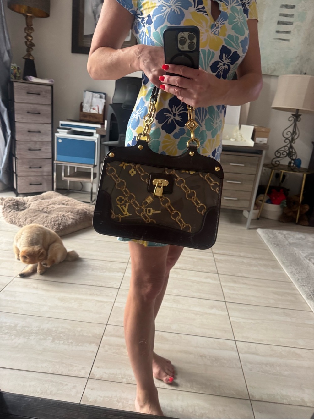 Louis Vuitton Brown and Gold Monogram Chain Shoulder Bag - Picture 11 of 13